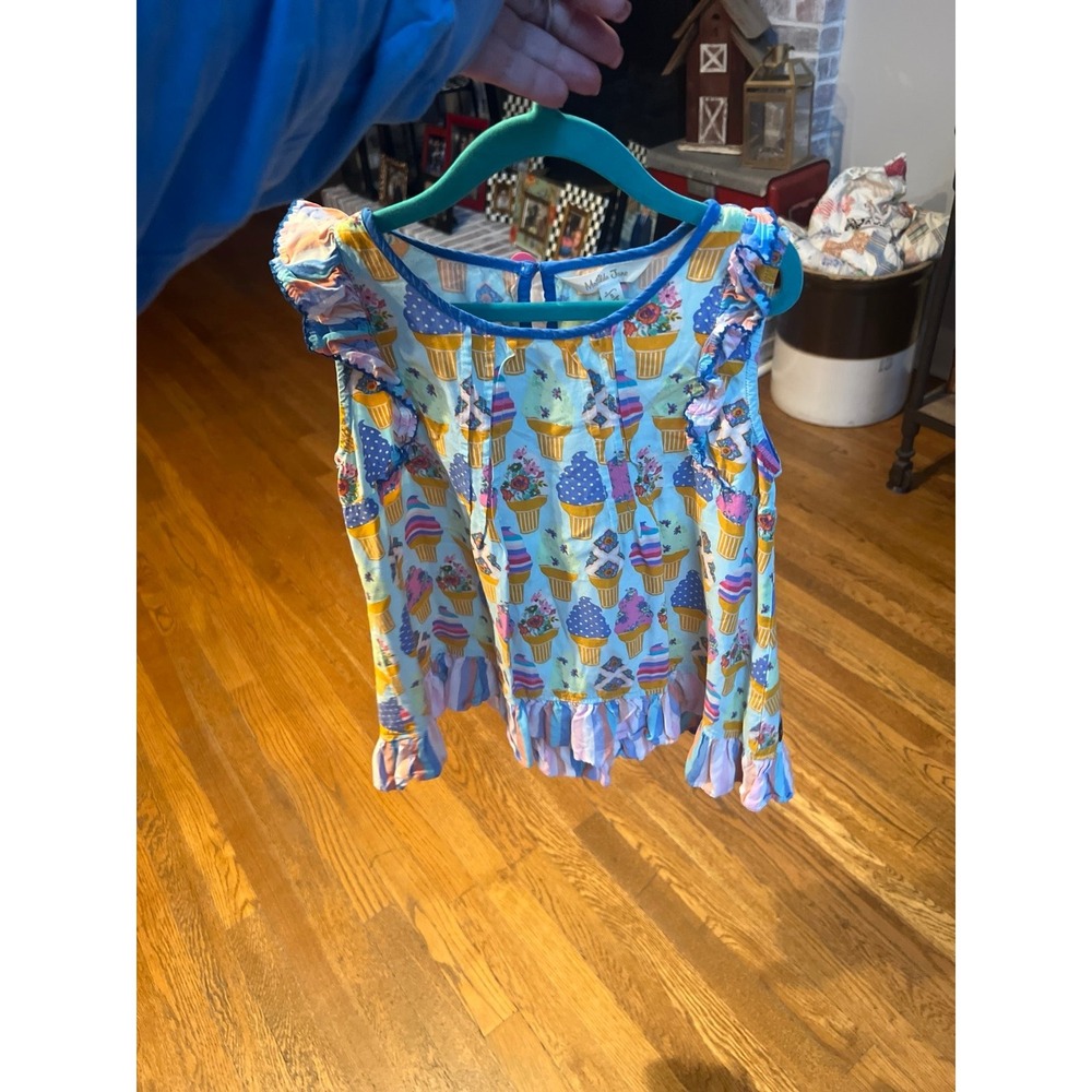 Matilda Jane Girls 8 Scream for Ice Cream Let's Go Together Tunic Top Striped